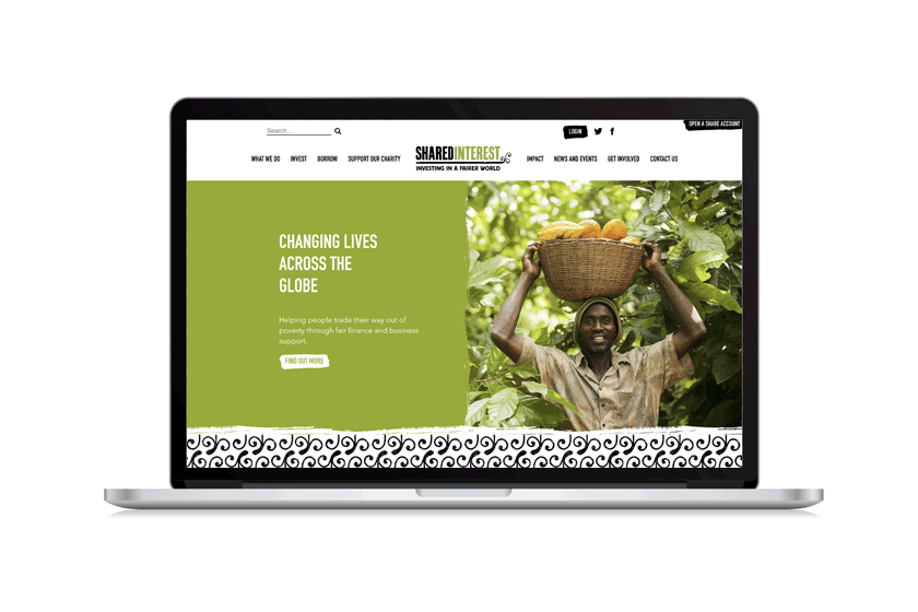 A gif of Shared Interest scrolling through the desktop site and then through the mobile site