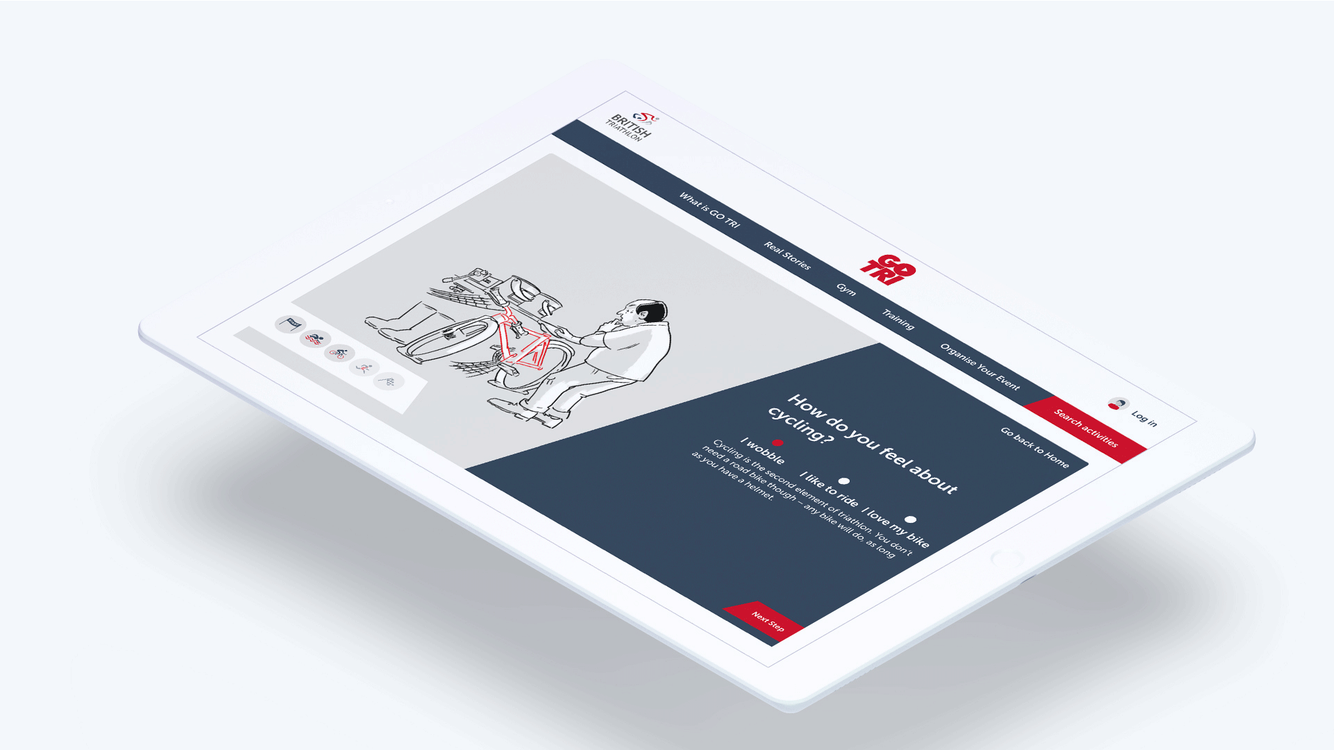 GO TRI website being displayed on an iPad